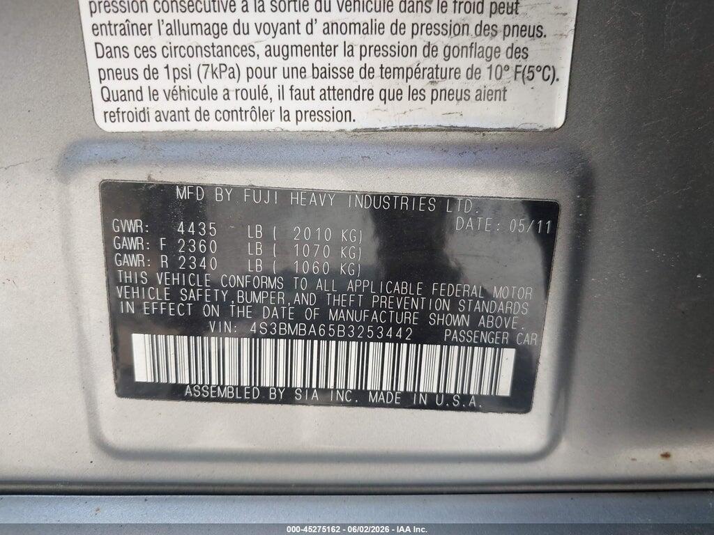 4S3BMBA65B3253442 2011 SUBARU LEGACY photo no. 9