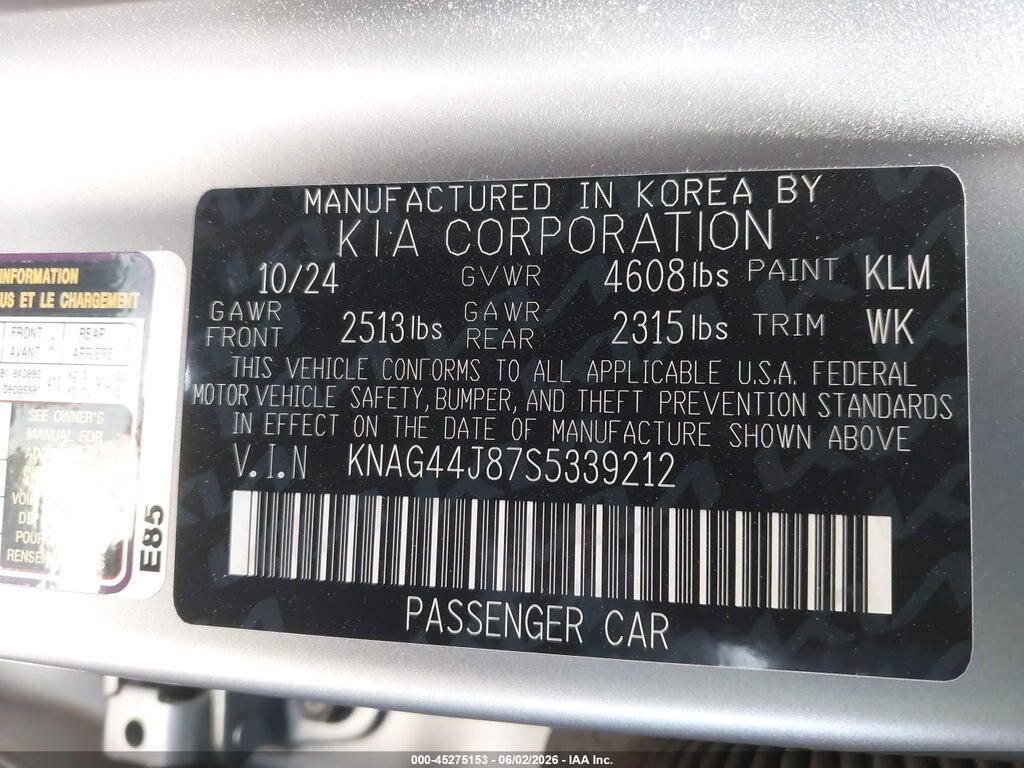 KNAG44J87S5339212 2025 KIA K5 photo no. 9