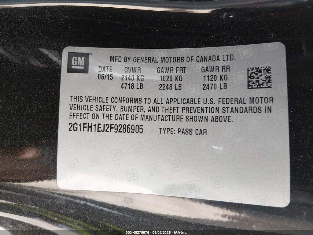 2G1FH1EJ2F9286905 2015 CHEVROLET CAMARO photo no. 9