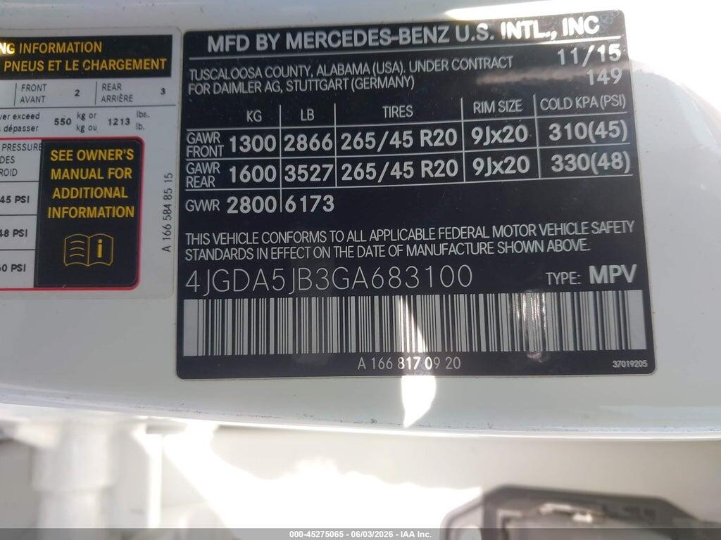 4JGDA5JB3GA683100 2016 MERCEDES-BENZ GLE 350 photo no. 9