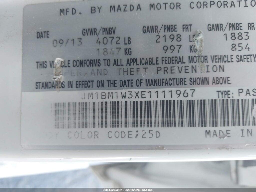 JM1BM1W3XE1111967 2014 MAZDA MAZDA3 photo no. 9