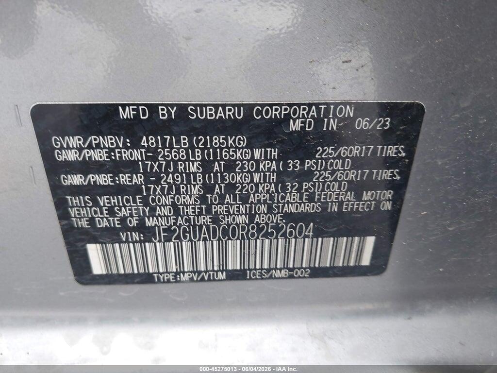 JF2GUADC0R8252604 2024 SUBARU CROSSTREK photo no. 9