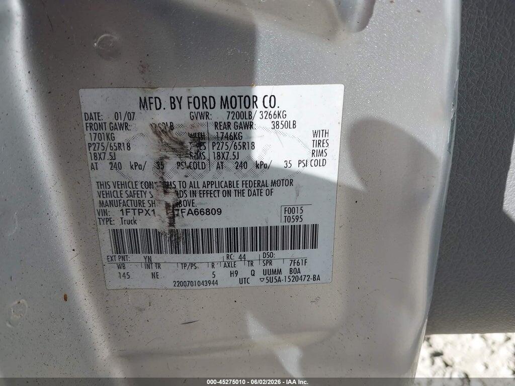 1FTPX14V87FA66809 2007 FORD F-150 photo no. 9