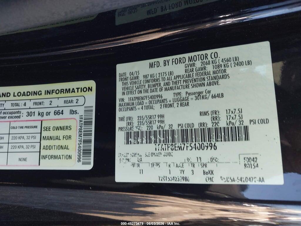 1FATP8EM7F5400996 2015 FORD MUSTANG photo no. 9