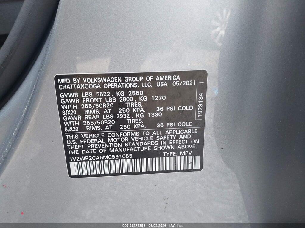 1V2WP2CA6MC591055 2021 VOLKSWAGEN ATLAS photo no. 9