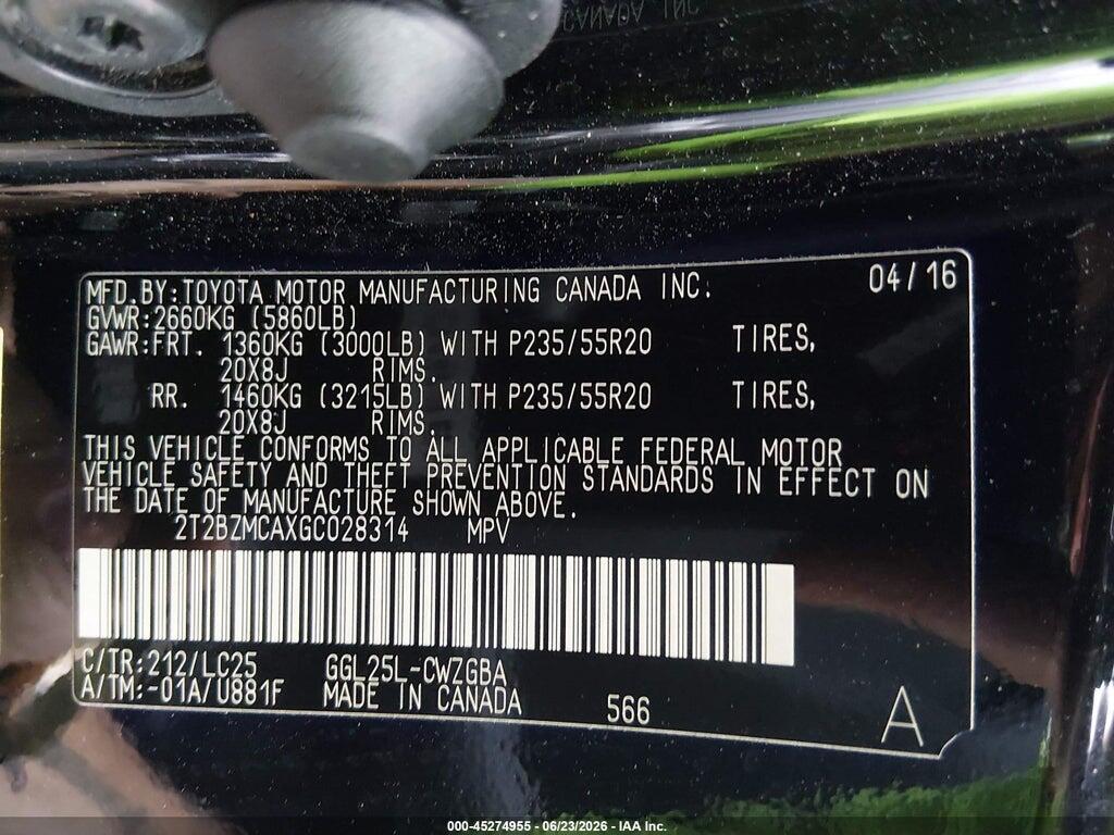 2T2BZMCAXGC028314 2016 LEXUS RX 350 photo no. 9