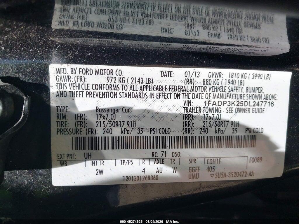 1FADP3K25DL247716 2013 FORD FOCUS photo no. 9