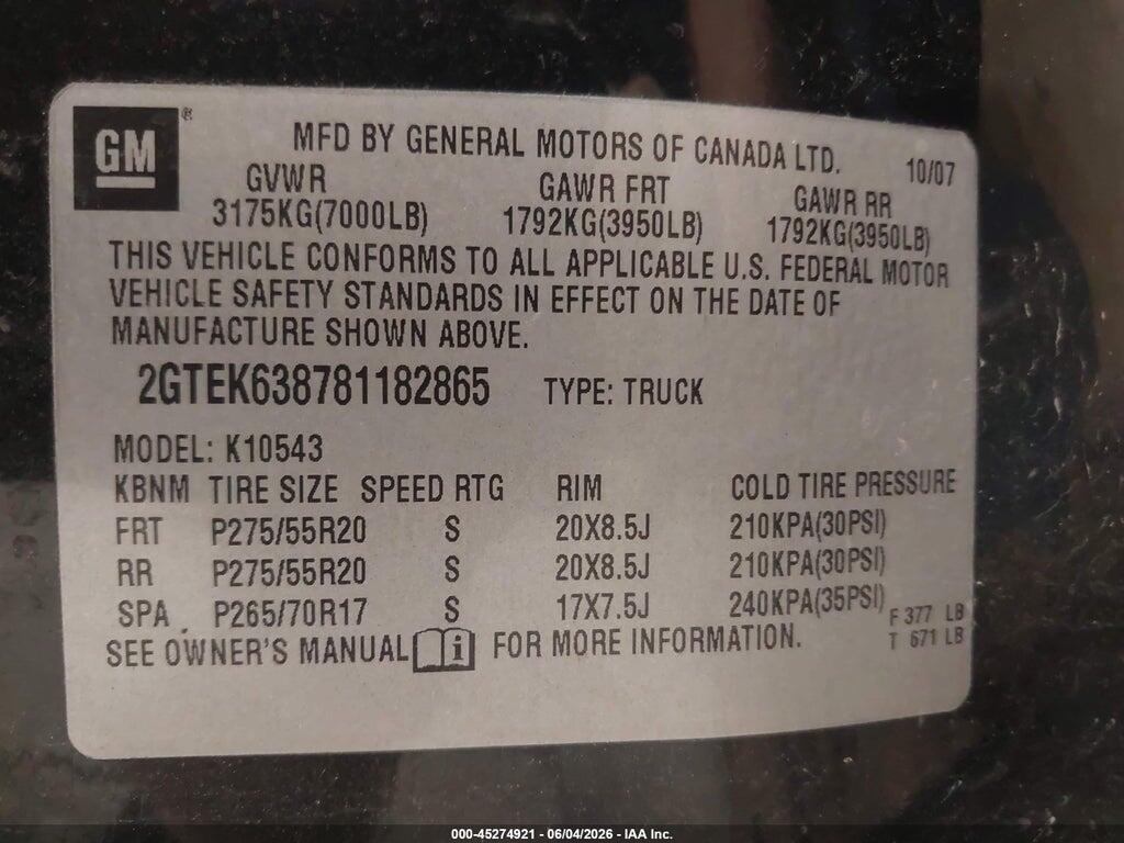 2GTEK638781182865 2008 GMC SIERRA 1500 photo no. 9