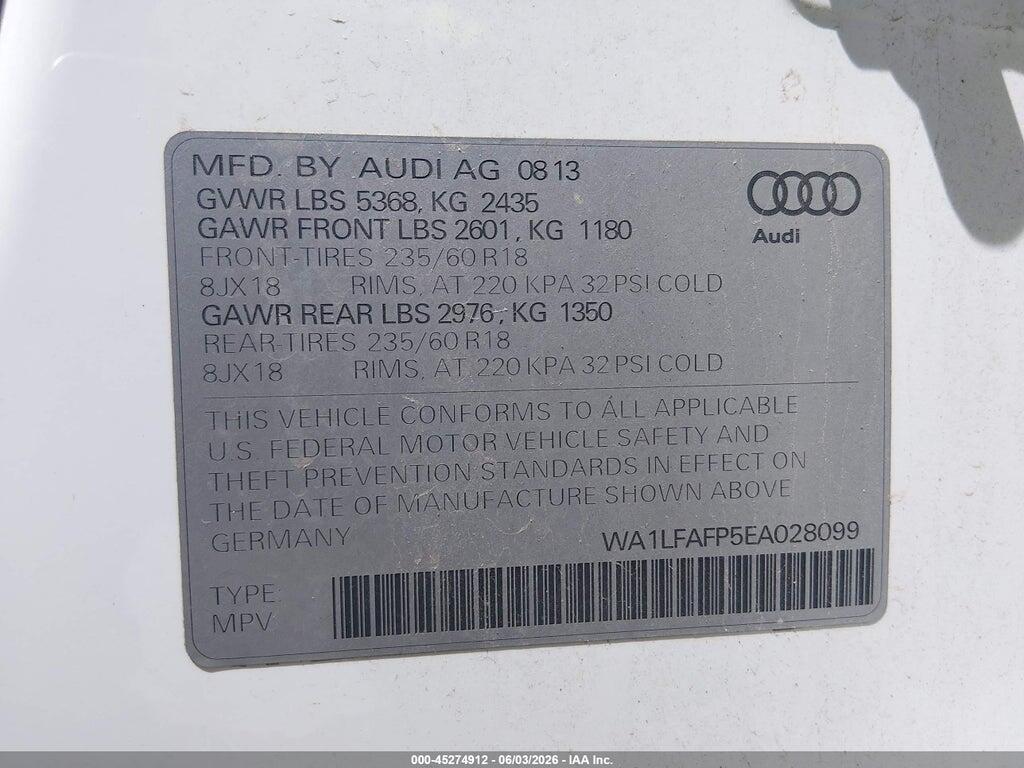 WA1LFAFP5EA028099 2014 AUDI Q5 photo no. 9