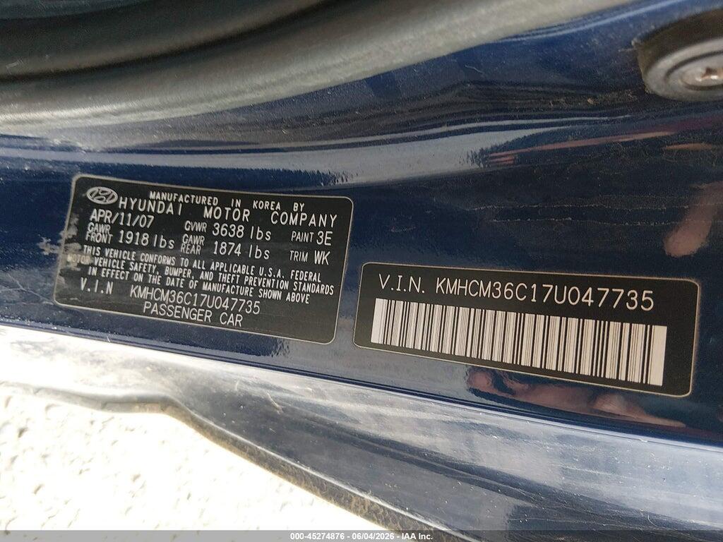 KMHCM36C17U047735 2007 HYUNDAI ACCENT photo no. 9