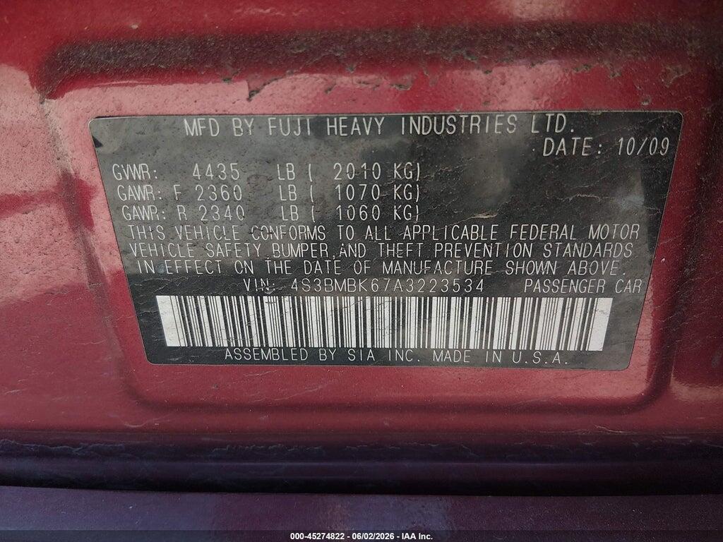 4S3BMBK67A3223534 2010 SUBARU LEGACY photo no. 9