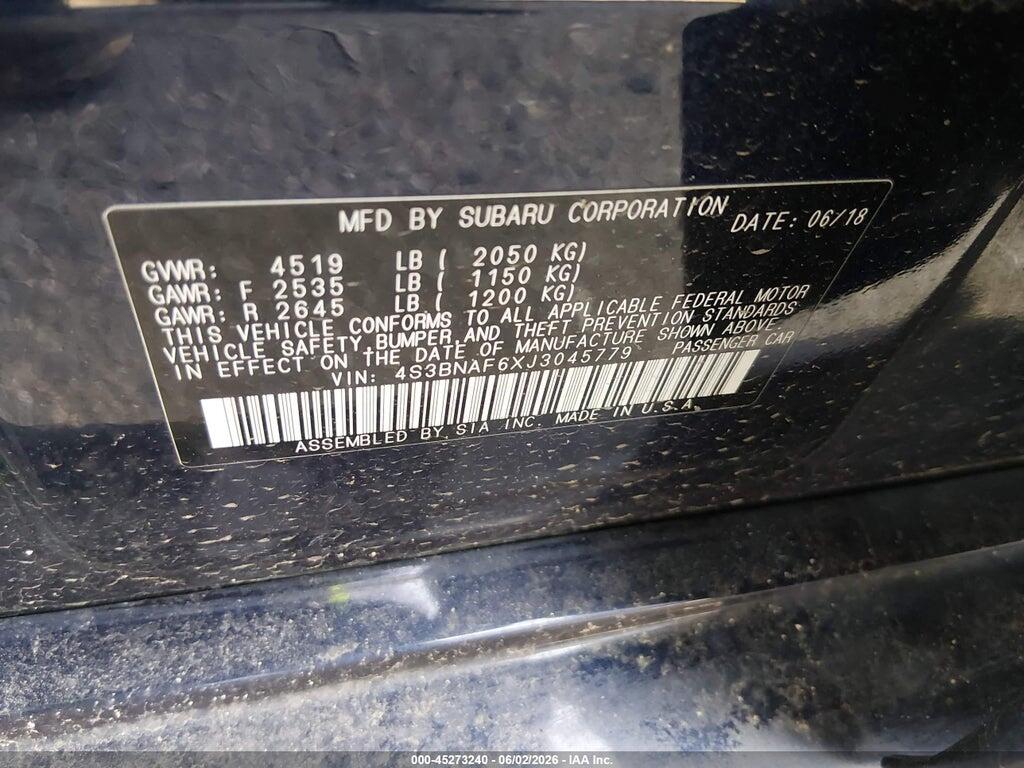 4S3BNAF6XJ3045779 2018 SUBARU LEGACY photo no. 9