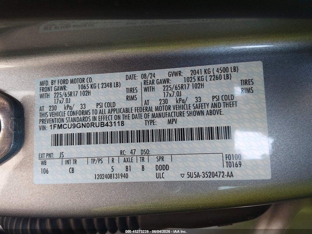 1FMCU9GN0RUB43118 2024 FORD ESCAPE photo no. 9