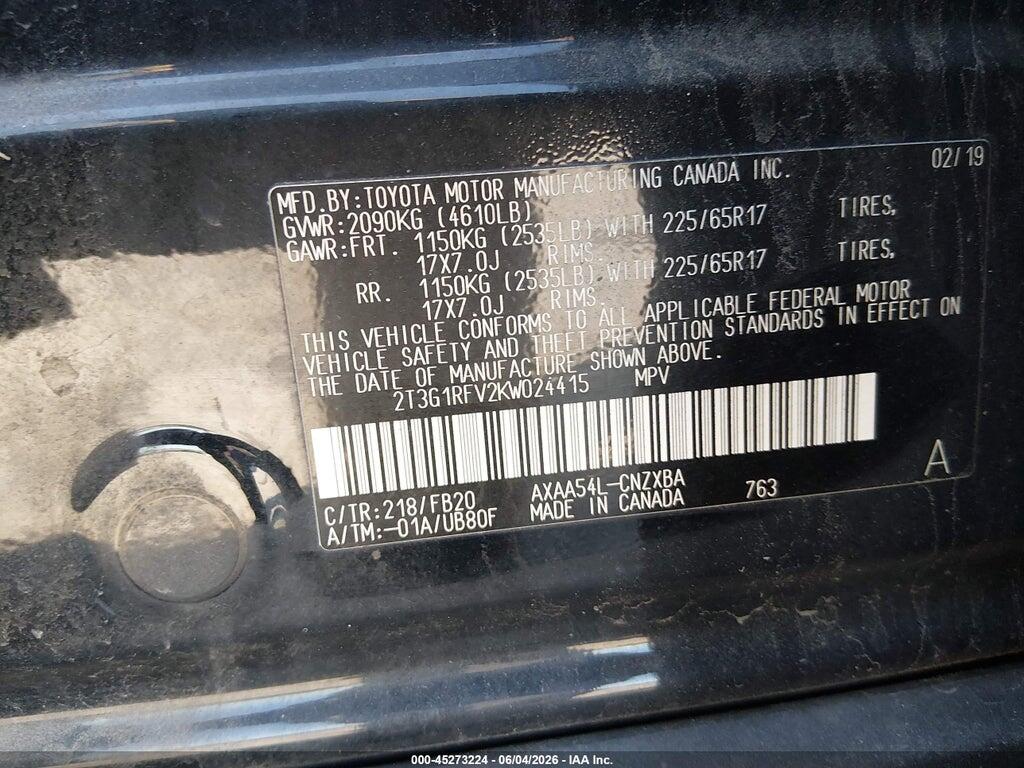 2T3G1RFV2KW024415 2019 TOYOTA RAV4 photo no. 9