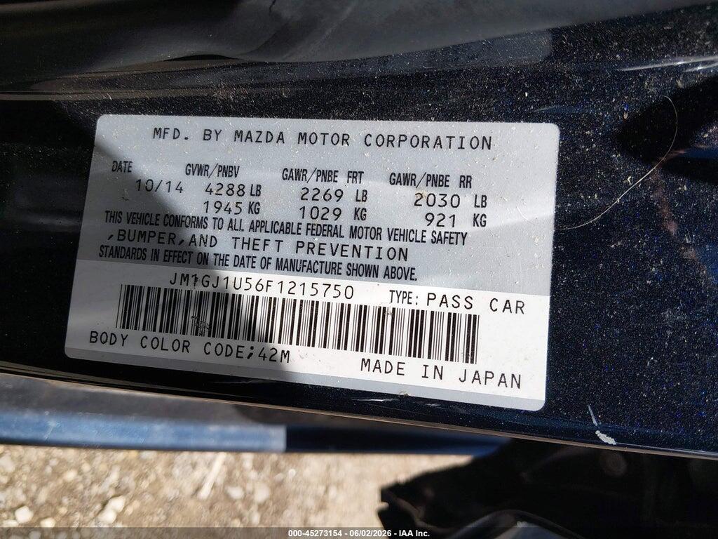 JM1GJ1U56F1215750 2015 MAZDA MAZDA6 photo no. 9