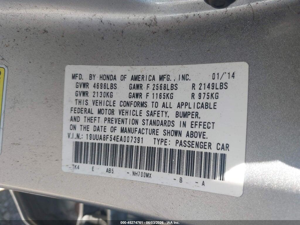 19UUA8F54EA007391 2014 ACURA TL photo no. 9