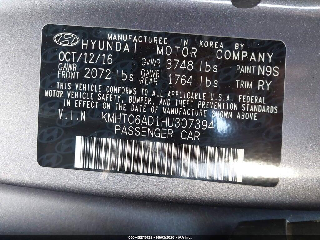 KMHTC6AD1HU307394 2017 HYUNDAI VELOSTER photo no. 9