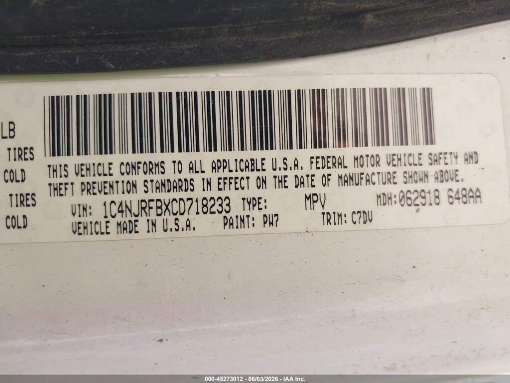 1C4NJRFBXCD718233 2012 JEEP PATRIOT photo no. 9