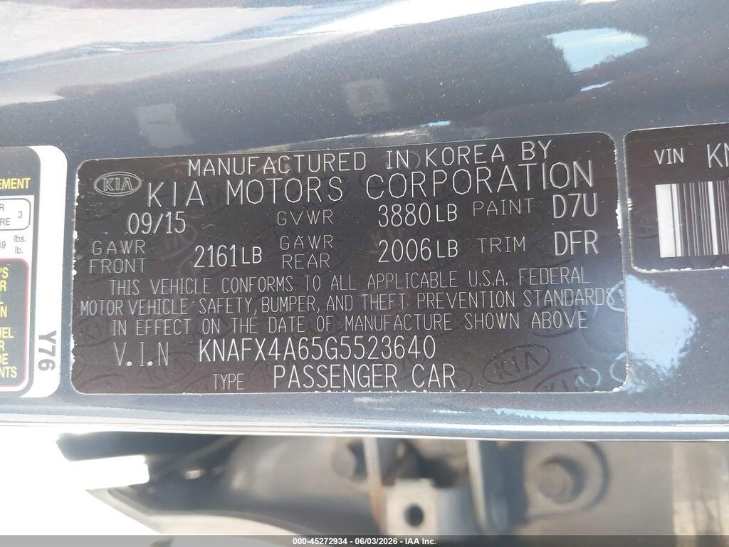 KNAFX4A65G5523640 2016 KIA FORTE photo no. 9