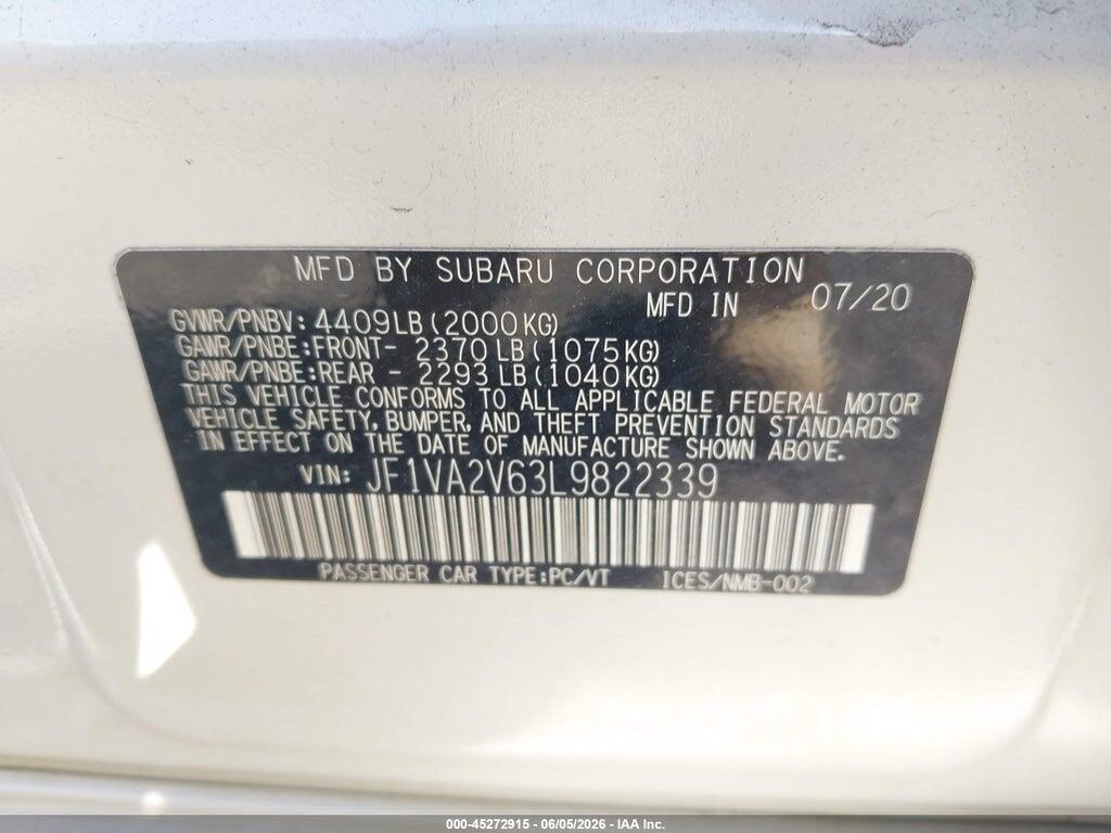 JF1VA2V63L9822339 2020 SUBARU WRX STI photo no. 9