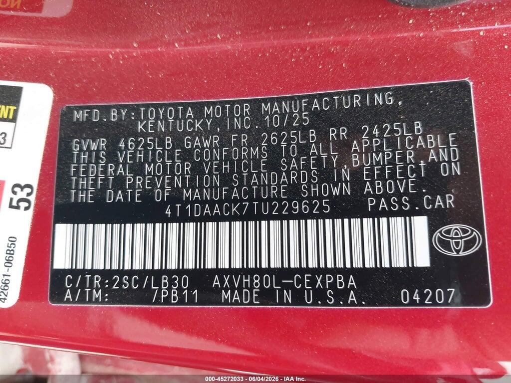 4T1DAACK7TU229625 2026 TOYOTA CAMRY photo no. 9