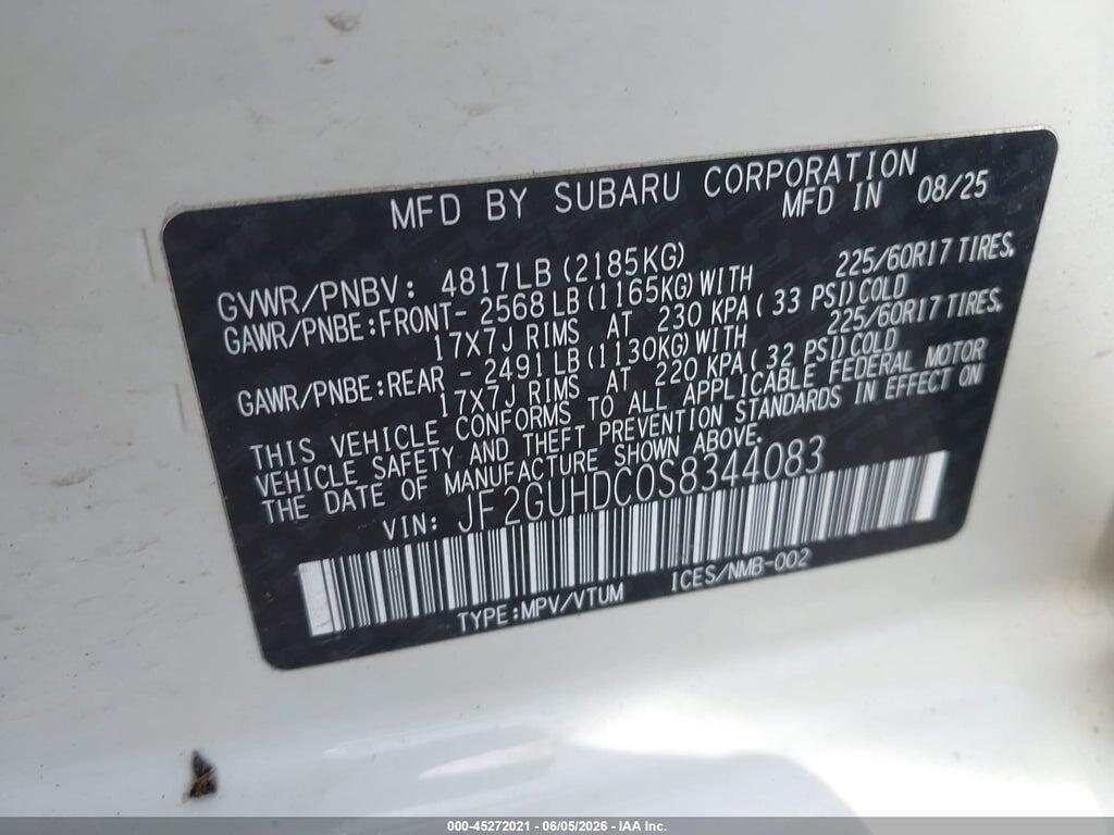 JF2GUHDC0S8344083 2025 SUBARU CROSSTREK photo no. 9