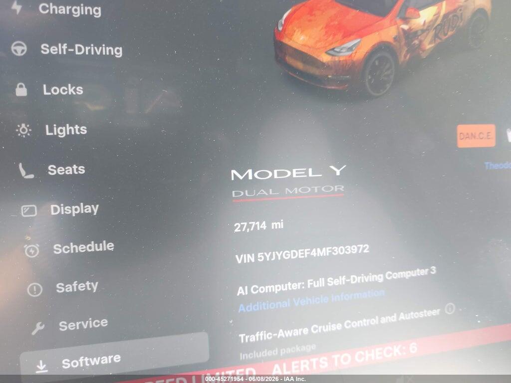 5YJYGDEF4MF303972 2021 TESLA MODEL Y photo no. 7