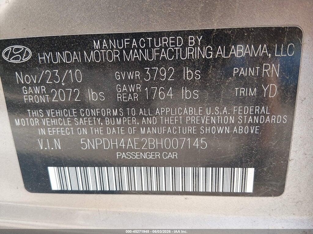5NPDH4AE2BH007145 2011 HYUNDAI ELANTRA photo no. 9