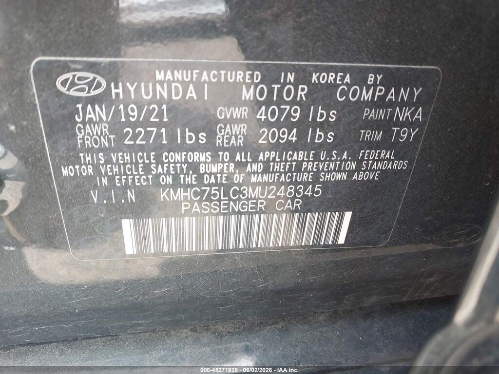 KMHC75LC3MU248345 2021 HYUNDAI IONIQ HYBRID photo no. 9