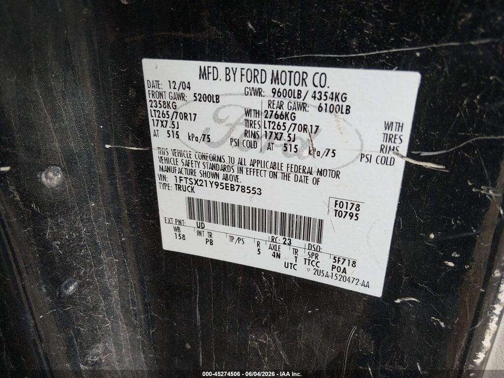 1FTSX21Y95EB78553 2005 FORD F-250 photo no. 9