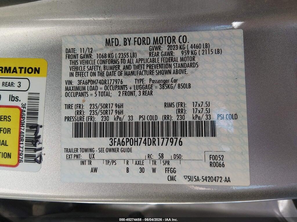 3FA6P0H74DR177976 2013 FORD FUSION photo no. 9