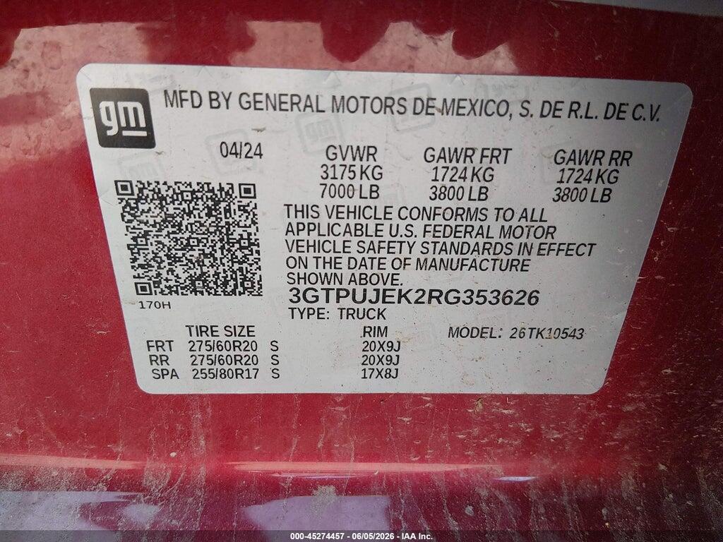 3GTPUJEK2RG353626 2024 GMC SIERRA 1500 photo no. 9