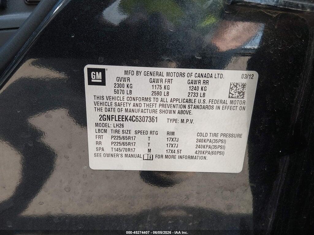 2GNFLEEK4C6307361 2012 CHEVROLET EQUINOX photo no. 9