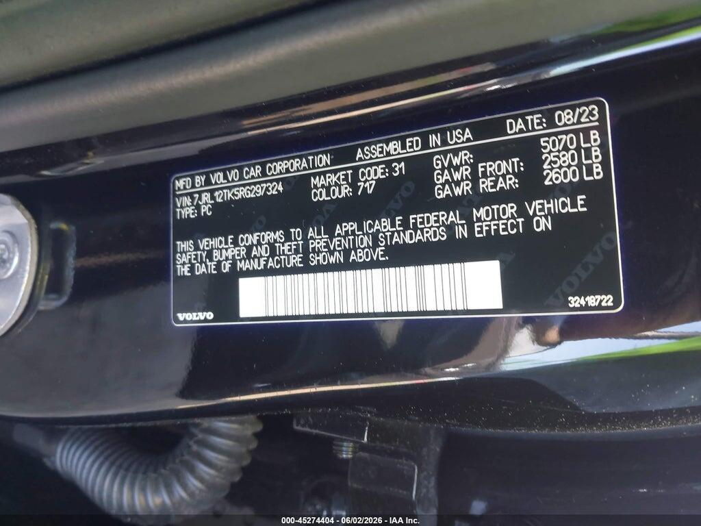 7JRL12TK5RG297324 2024 VOLVO S60 photo no. 9