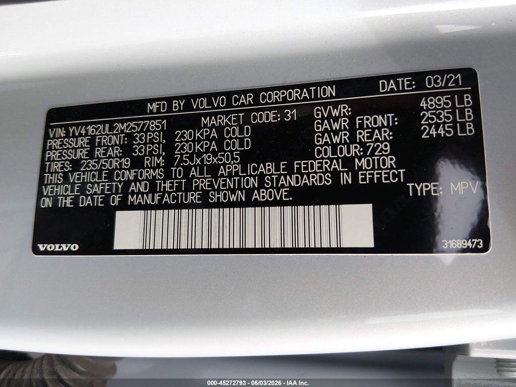 YV4162UL2M2577851 2021 VOLVO XC40 photo no. 9