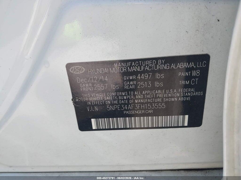 5NPE34AF3FH153555 2015 HYUNDAI SONATA photo no. 9