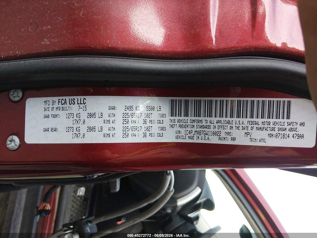 1C4PJMAB7GW110022 2016 JEEP CHEROKEE photo no. 9