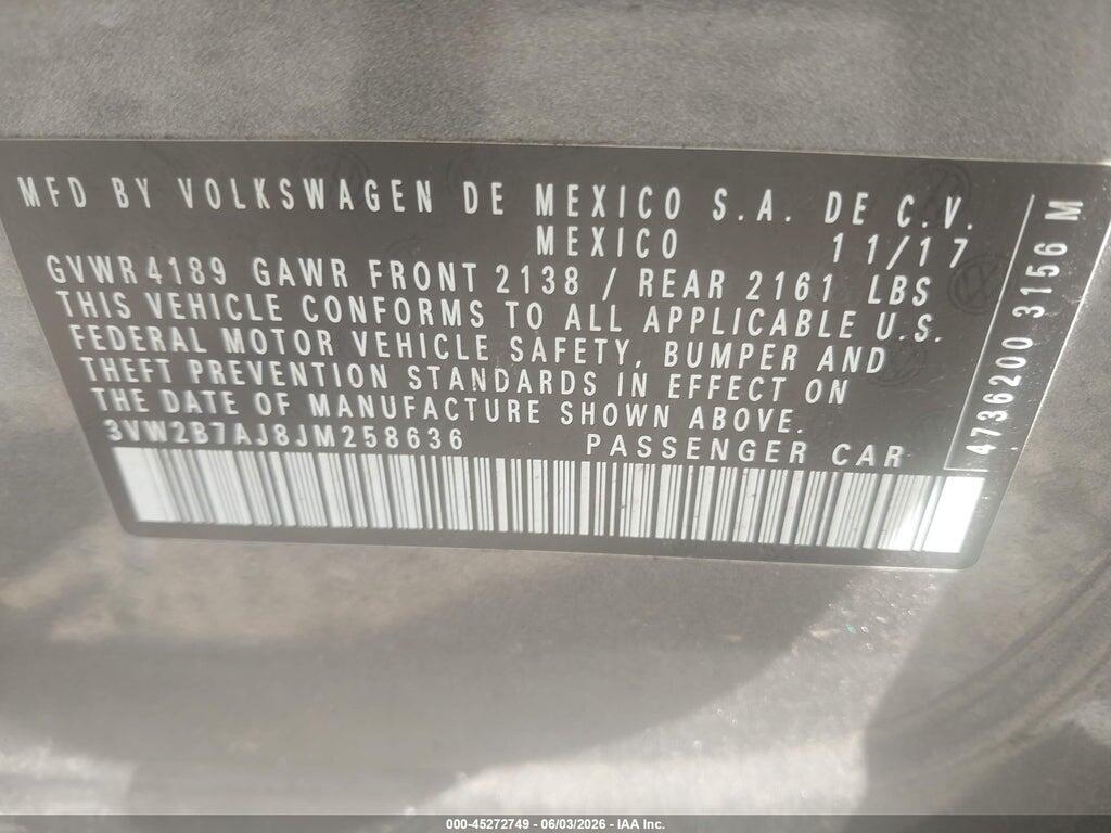 3VW2B7AJ8JM258636 2018 VOLKSWAGEN JETTA photo no. 9