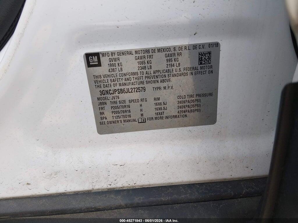 3GNCJPSB6JL272579 2018 CHEVROLET TRAX photo no. 9