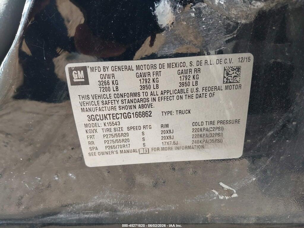 3GCUKTEC7GG166862 2016 CHEVROLET SILVERADO 1500 photo no. 9