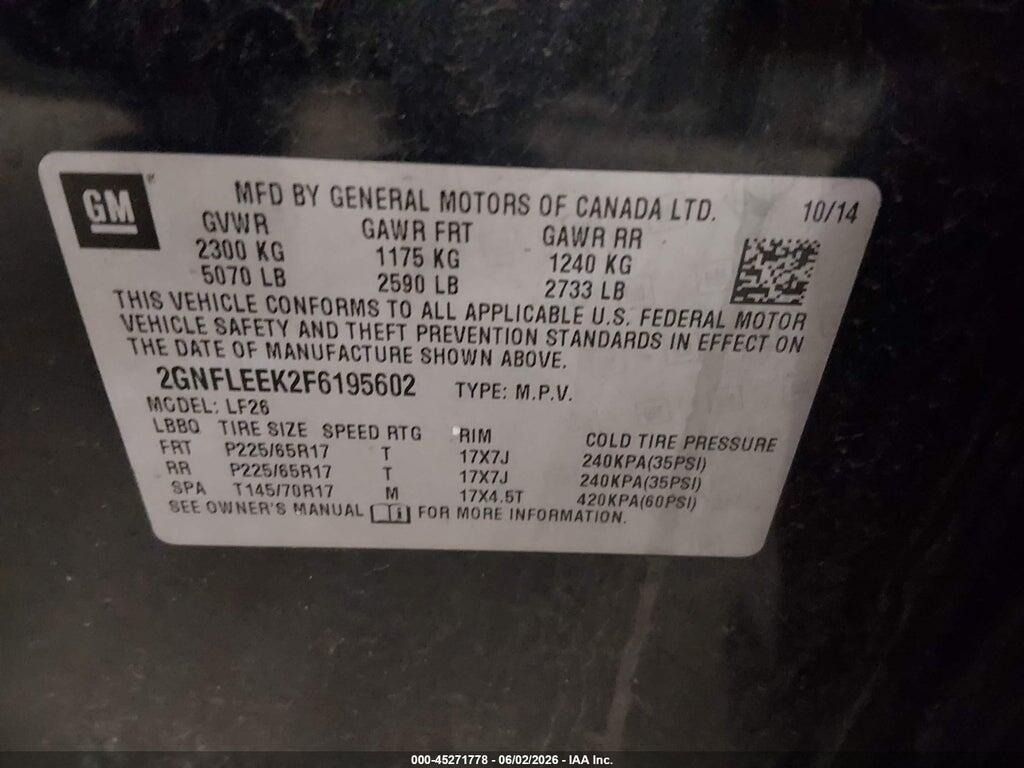 2GNFLEEK2F6195602 2015 CHEVROLET EQUINOX photo no. 9