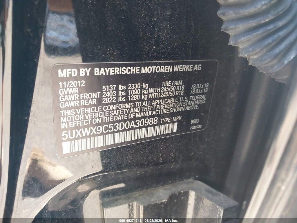 5UXWX9C53D0A30988 2013 BMW X3 photo no. 9