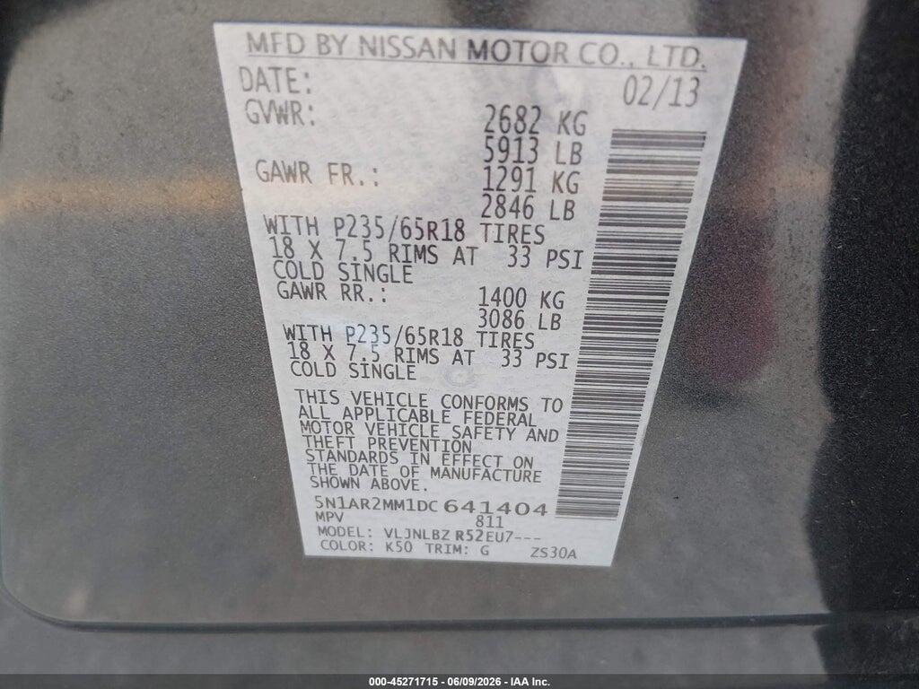 5N1AR2MM1DC641404 2013 NISSAN PATHFINDER photo no. 9