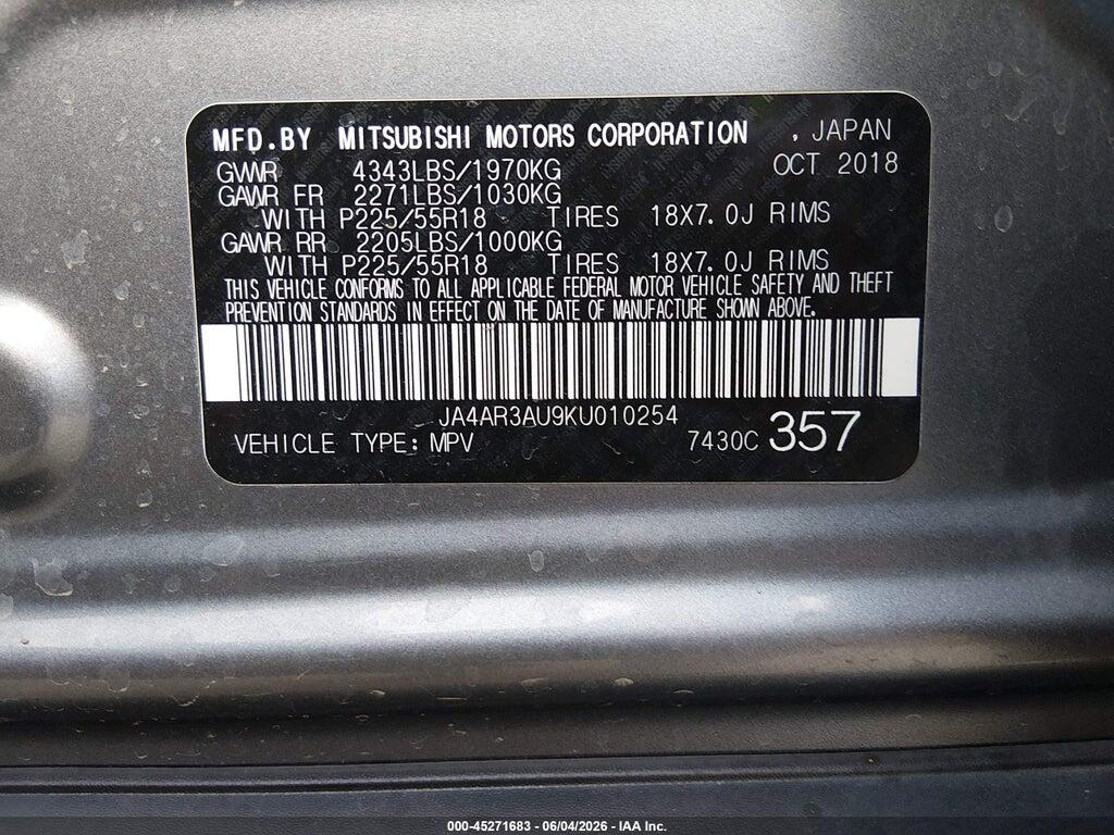 JA4AR3AU9KU010254 2019 MITSUBISHI OUTLANDER SPORT photo no. 9