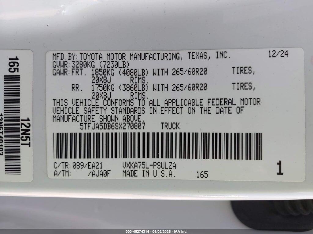 5TFJA5DB6SX270807 2025 TOYOTA TUNDRA photo no. 9