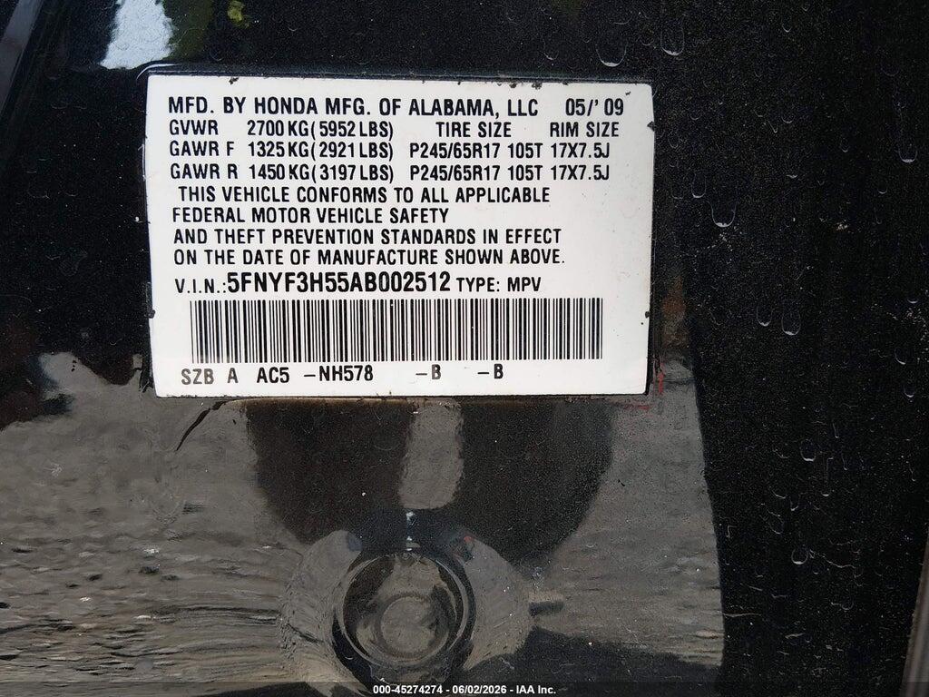 5FNYF3H55AB002512 2010 HONDA PILOT photo no. 9