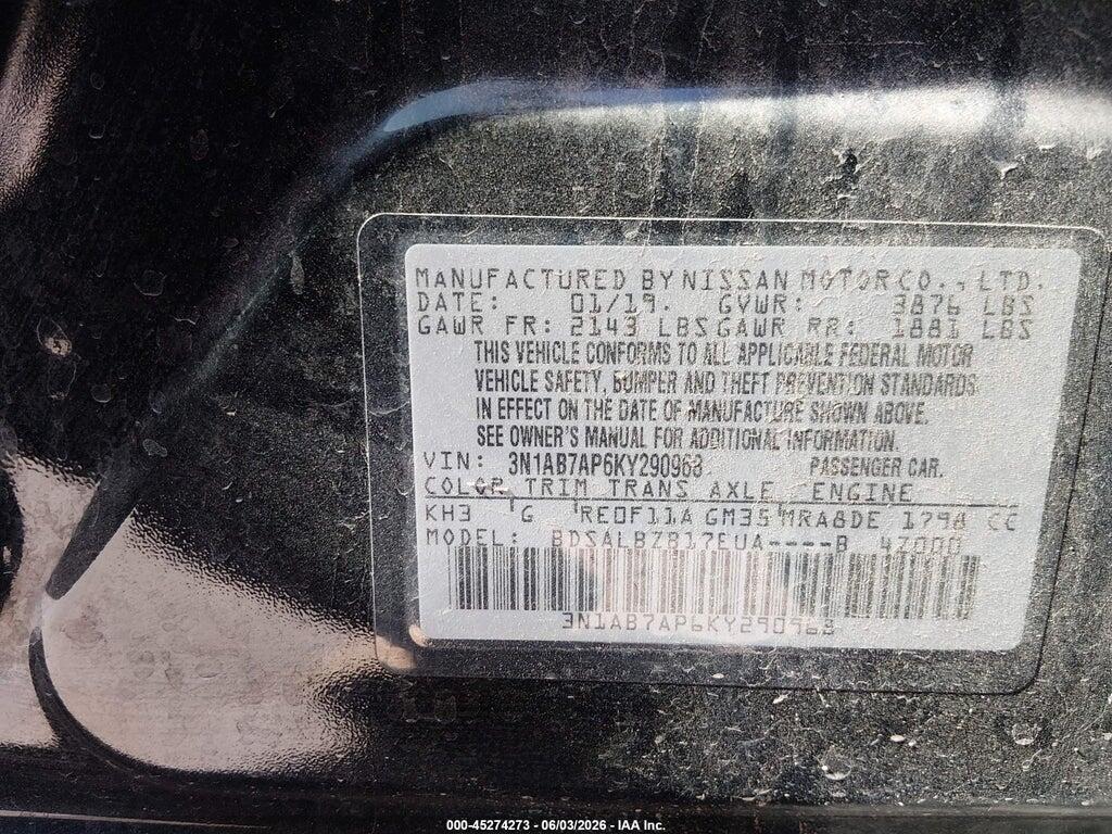 3N1AB7AP6KY290968 2019 NISSAN SENTRA photo no. 9