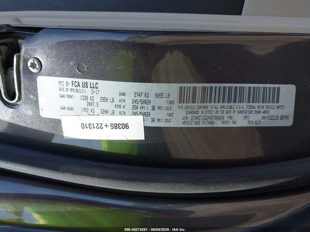 2C4RC1GG2HR706024 2017 CHRYSLER PACIFICA photo no. 9