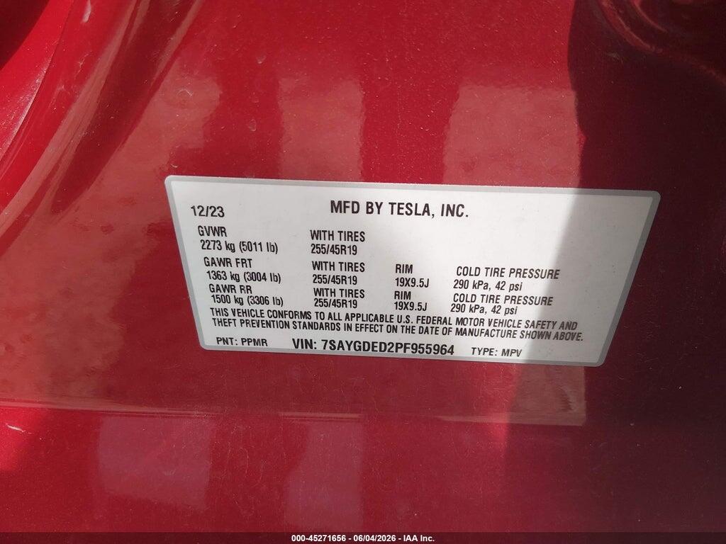 7SAYGDED2PF955964 2023 TESLA MODEL Y photo no. 9