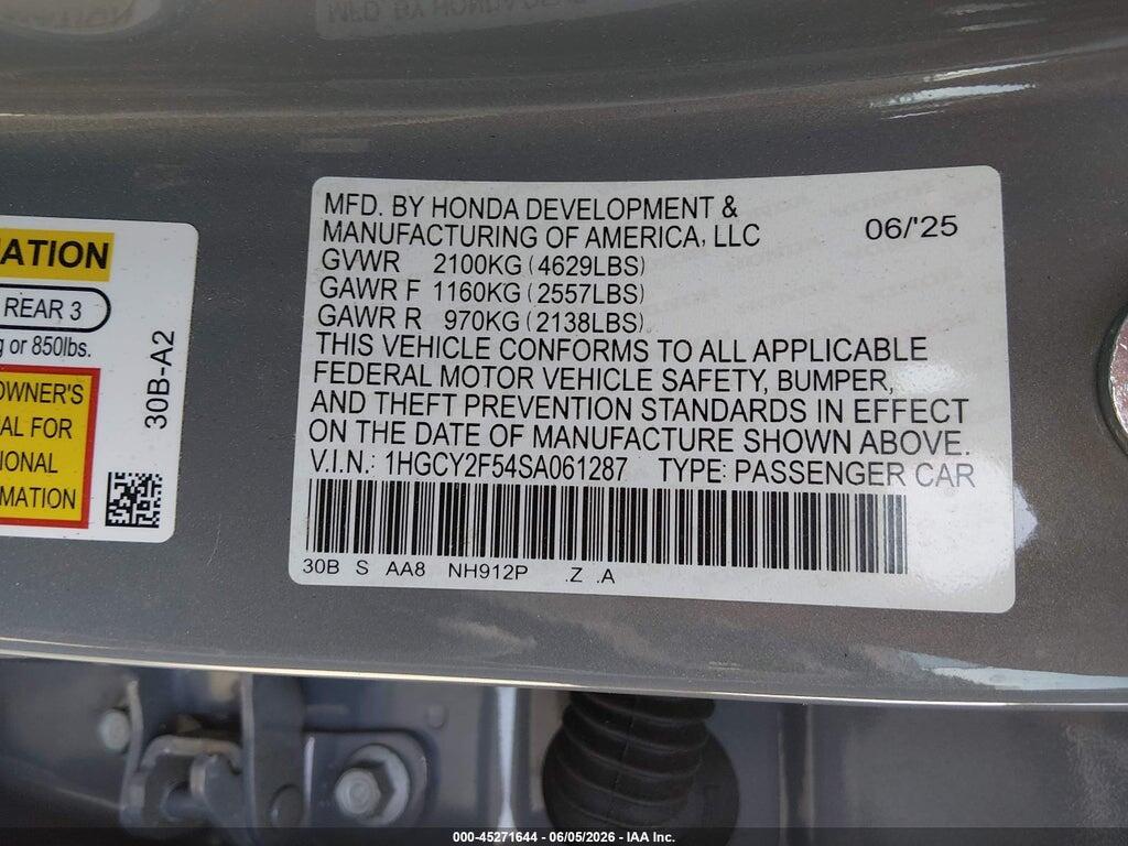 1HGCY2F54SA061287 2025 HONDA ACCORD HYBRID photo no. 9
